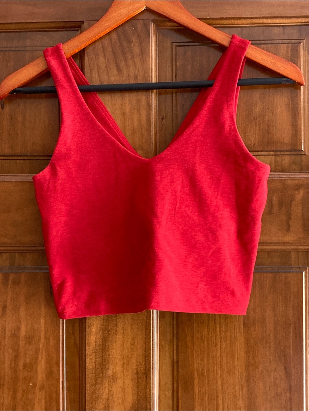 Beyond Yoga Red V‑Neck Crop Tank Top